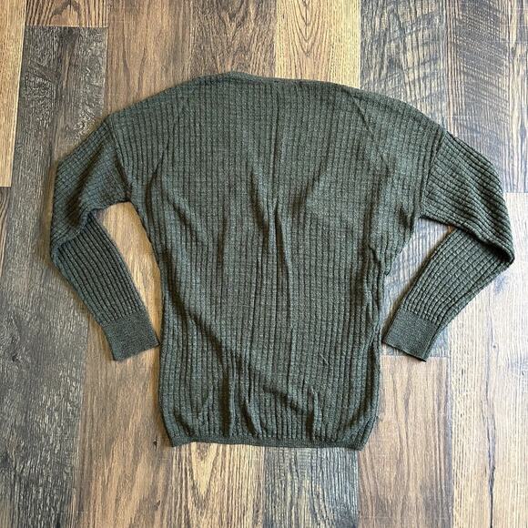 Express Women’s Size Medium Knit Surplice Wrap Sweater Olive Green Long Sleeve - Picture 2 of 8